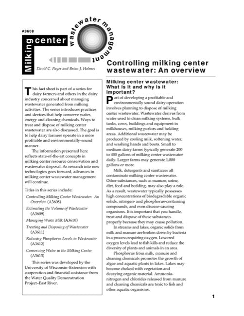 Controlling Milking Center Wastewater: An Overview